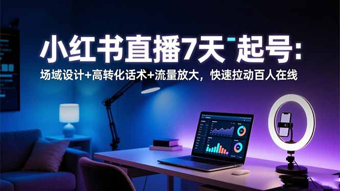 小红书直播7天起号：场域设计+高转化话术+流量放大，快速拉动百人在线-Ai创业网