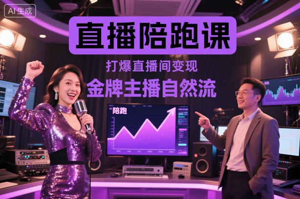 直播陪跑课，金牌主播自然流打爆直播间，复制高变现玩法-Ai创业网
