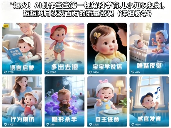 爆火！AI制作宝宝第一视角科学育儿小知识视频，短短两月获赞百万的流量密码(详细教学)-Ai创业网
