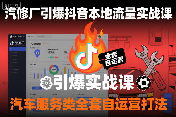 汽修厂引爆抖音本地流量实战课，汽车服务类全套自运营打法-Ai创业网