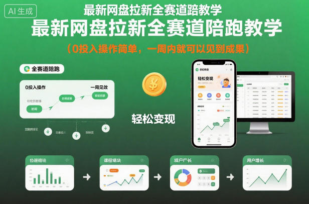 最新网盘拉新全赛道陪跑教学，0投入操作简单，一周内就可以见到成果-Ai创业网