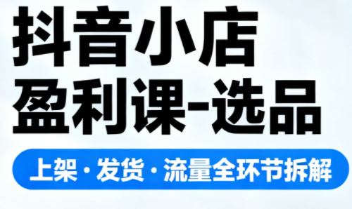 抖音小店盈利课-选品·上架·发货·流量全环节拆解-Ai创业网