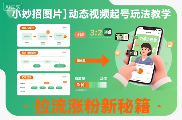小妙招图片＋动态视频起号玩法教学，拉流涨粉新秘籍-Ai创业网