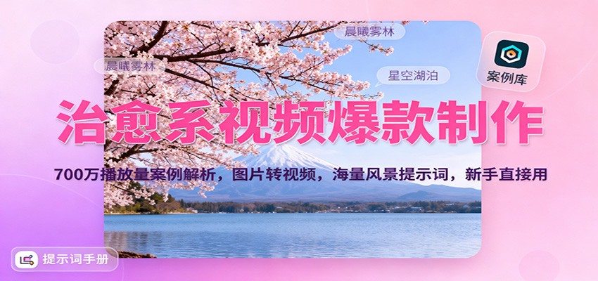 治愈系视频爆款制作，700万播放量案例解析，图片转视频，海量风景提示词，新手直接用-Ai创业网