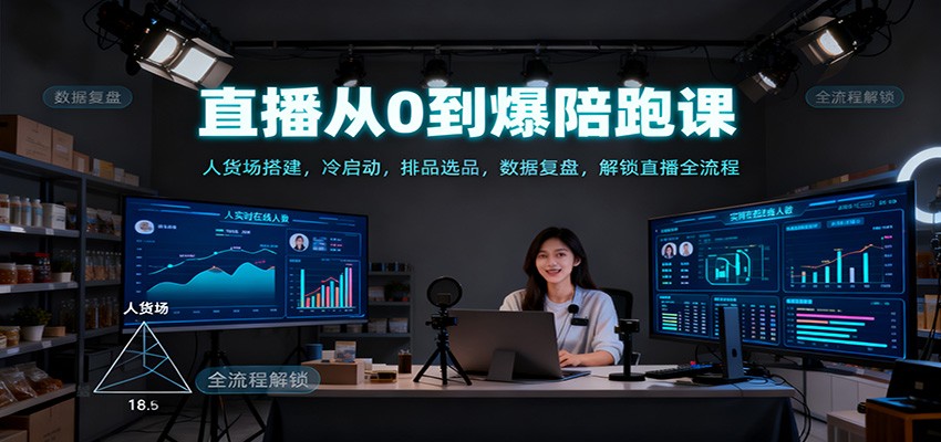 直播从0到爆陪跑课：人货场搭建，冷启动，排品选品，数据复盘，解锁直播全流程-Ai创业网