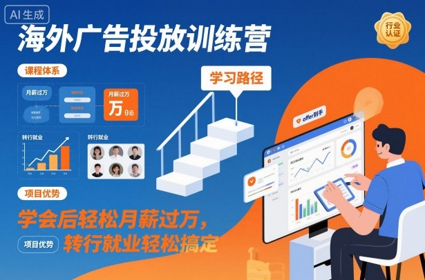 海外广告投放训练营，学会后轻松月薪过万，转行就业轻松搞定-Ai创业网