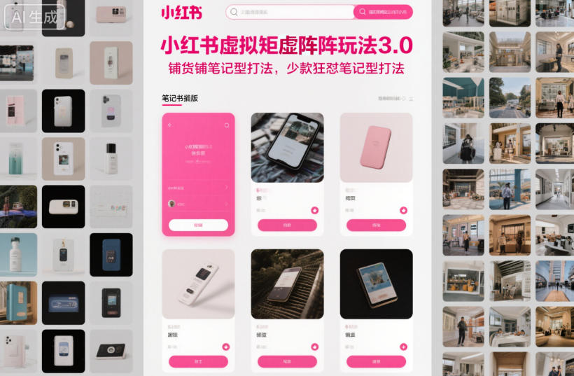 小红书虚拟矩阵玩法3.0，铺货铺笔记型打法，少款狂怼笔记型打法-Ai创业网