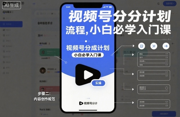 视频号分成计划实操流程，小白必学入门课-Ai创业网