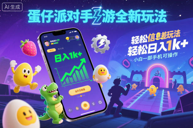 蛋仔派对手游全新玩法，轻松日入1k+，风口信息差玩法，当天见收益，小白一部手机可操作-Ai创业网