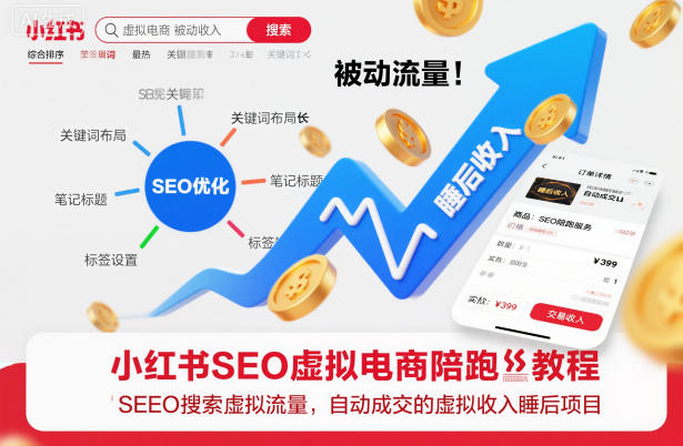 小红书SEO虚拟电商陪跑教程，实现seo搜索被动流量，自动成交的被动收入睡后项目-Ai创业网