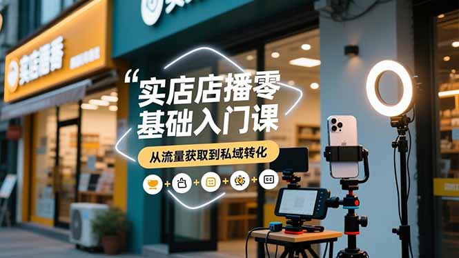 实体店播零基础入门课，实体店+短视频+直播+微信生态+私域社群，从流量获取到私域转化-Ai创业网