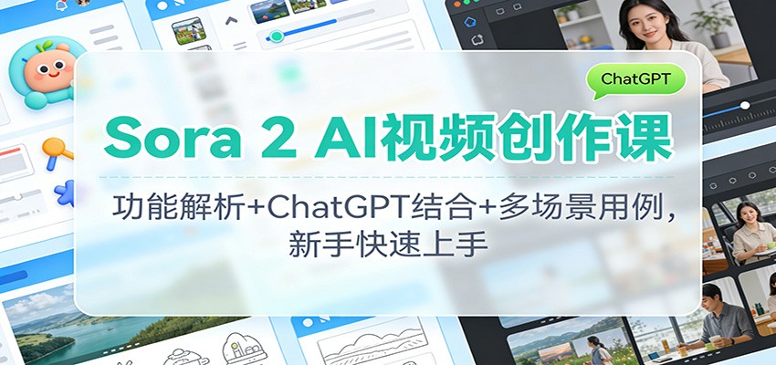 Sora 2 AI视频创作课：功能解析+ChatGPT结合+多场景用例，新手快速上手-Ai创业网