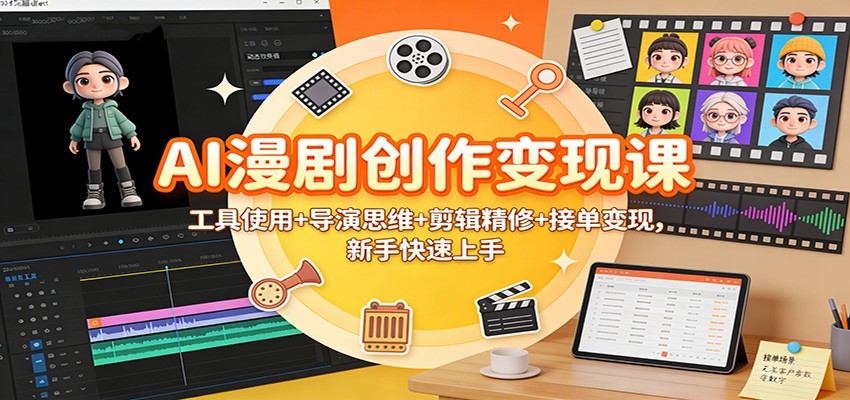AI漫剧创作变现课：工具使用+导演思维+剪辑精修+接单变现，新手快速上手-Ai创业网