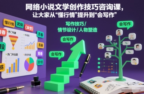 网络小说文学创作技巧咨询课，让大家从“懂行情”提升到”会写作”的高度-Ai创业网