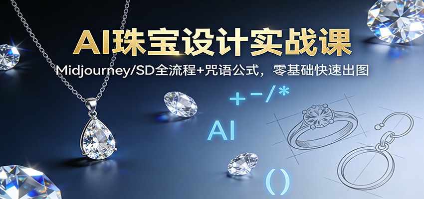 AI珠宝设计实战课：Midjourney/SD全流程+咒语公式，零基础快速出图-Ai创业网