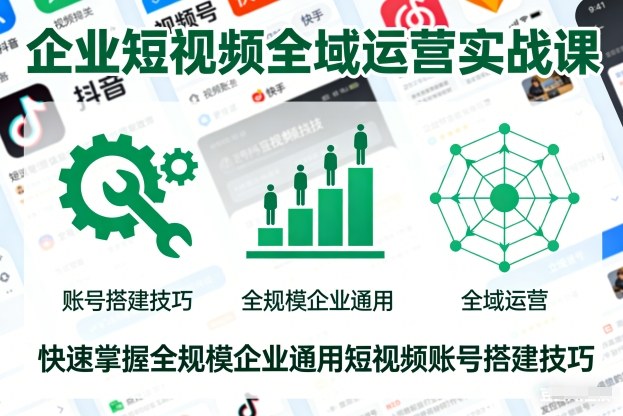 企业短视频全域运营实战课，快速掌握全规模企业通用短视频账号搭建技巧-Ai创业网
