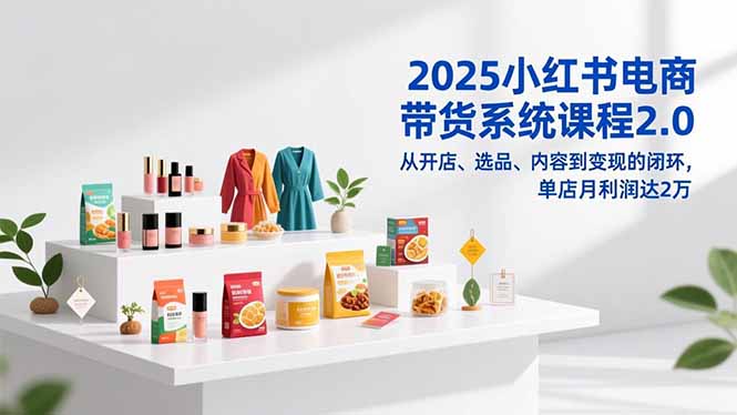 2025小红书电商带货系统课程2.0，从开店、选品、内容到变现的闭环，单店月利润达2万-Ai创业网