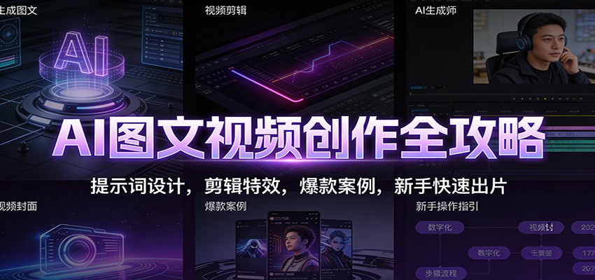 AI图文视频创作全攻略：提示词设计，剪辑特效，爆款案例，新手快速出片-Ai创业网