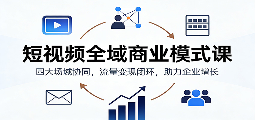 短视频全域商业模式课：四大场域协同，流量变现闭环，助力企业增长-Ai创业网