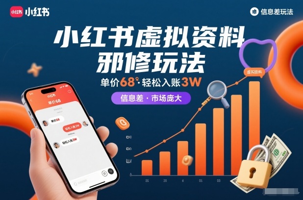小红书虚拟资料邪修玩法，单价68，轻松入账3W，信息差玩法，市场庞大-Ai创业网