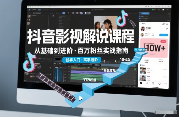 抖音百万粉丝影视解说课程，基础到进阶课，适合新手和进阶学习-Ai创业网