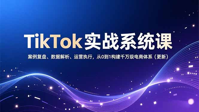 TikTok实战系统课，案例复盘、数据解析、运营执行，从0到1构建千万级电商体系(更新-Ai创业网