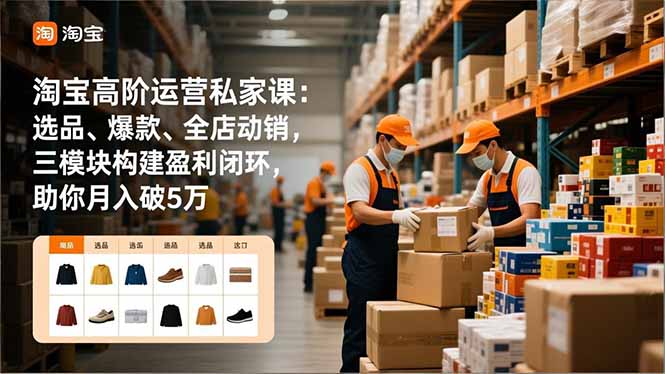 淘宝高阶运营私家课：选品、爆款、全店动销，三模块构建盈利闭环，助你月入破5万(更新12月-Ai创业网