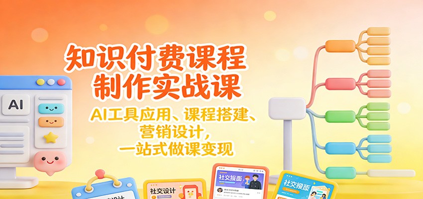 知识付费课程制作实战课：AI工具应用 、课程搭建、营销设计，一站式做课变现-Ai创业网