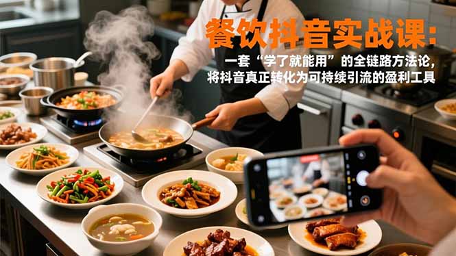 餐饮抖音实战课：一套“学了就能用”的全链路方法论，将抖音真正转化为可持续引流的盈利工具-Ai创业网