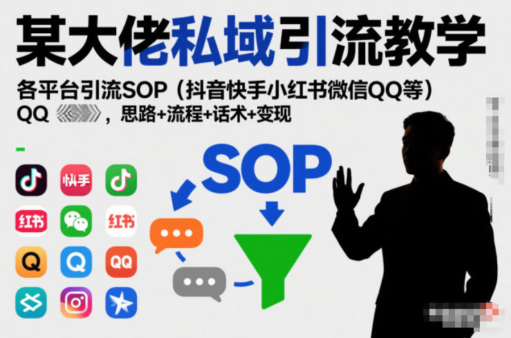 某大佬私域引流教学，各平台引流SOP(抖音快手小红书微信QQ等)，思路+流程+话术+变现-Ai创业网