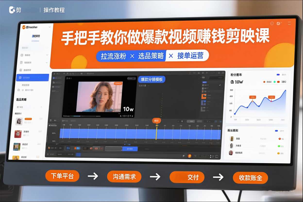 手把手教你做爆款视频赚钱剪映课，手把手教学拉流涨粉、选品策略和接单运营(更新2026)-Ai创业网