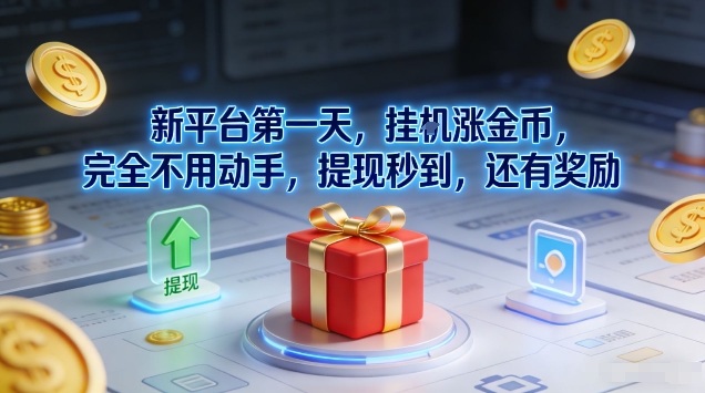 新平台第一天，挂G涨金币，完全不用动手，提现秒到，还有奖励【揭秘】-Ai创业网