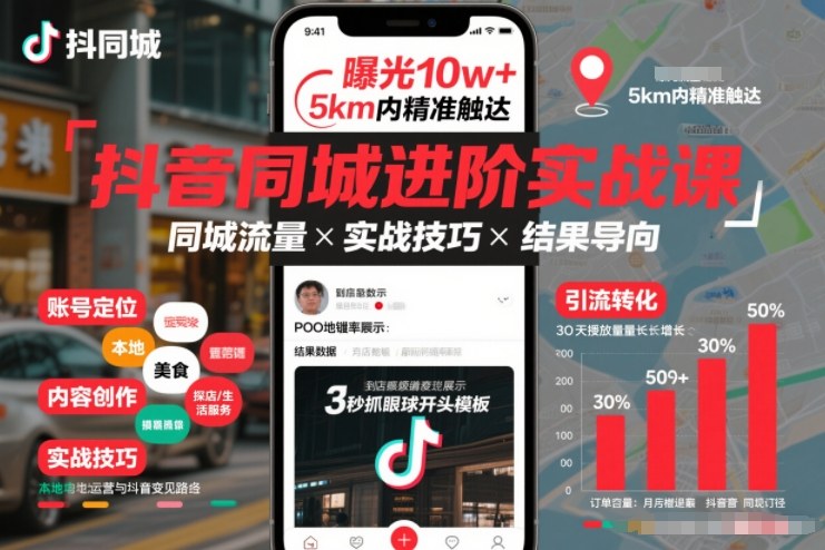 抖音同城进阶实战课，助你同城流量拿到结果-Ai创业网