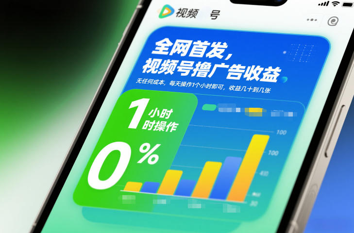 全网首发，视频号撸广告收益，无任何成本，每天操作1个小时即可，收益几十到几张-Ai创业网