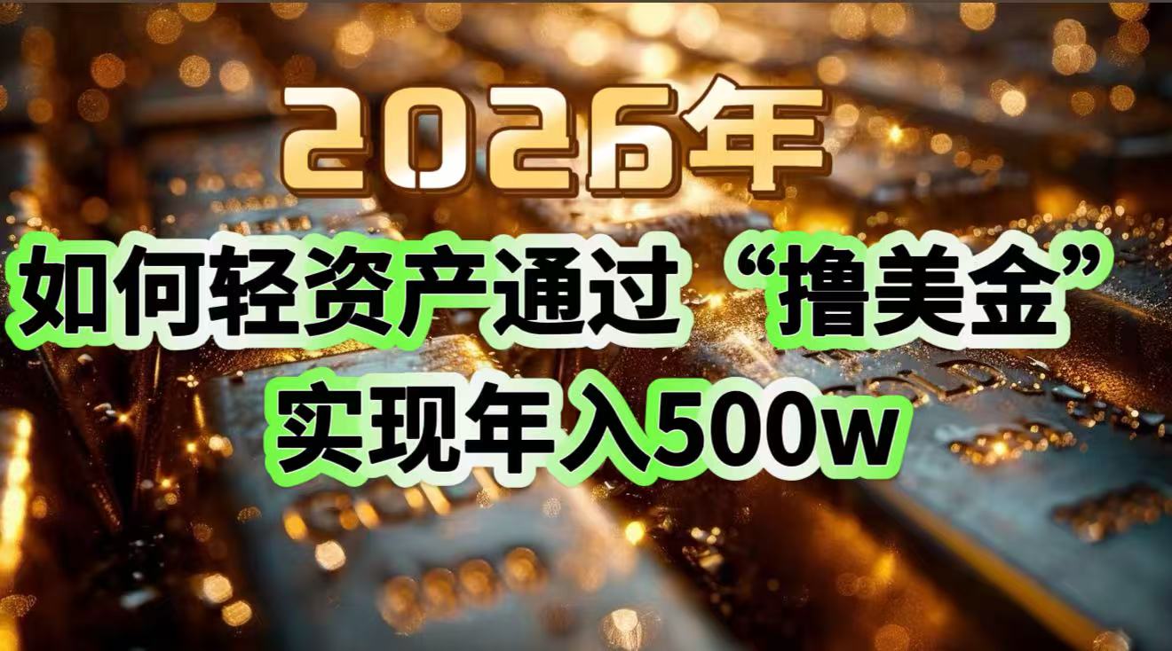 2026年如何轻资产通过“撸美金”实现年入500w-Ai创业网