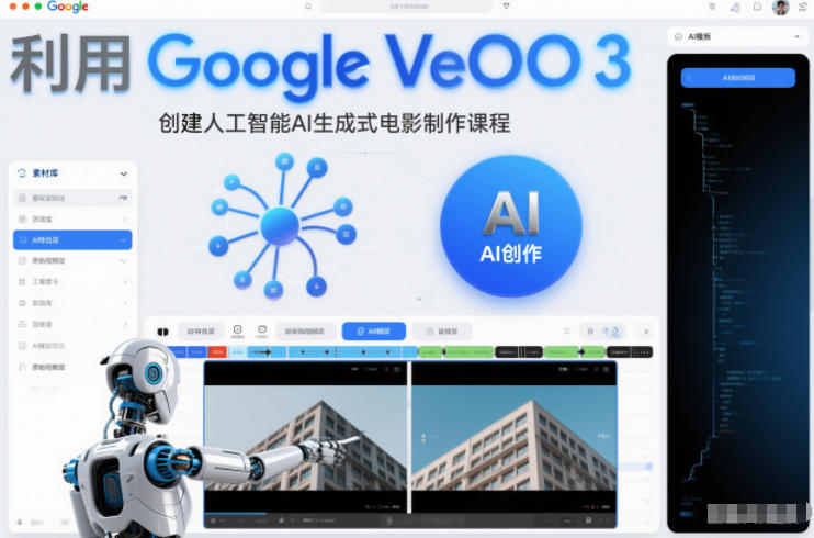 利l用Google Veo 3创建人工智能AI生成式电影制作课程，使用人工智能的力量创建令人惊叹的视频-Ai创业网