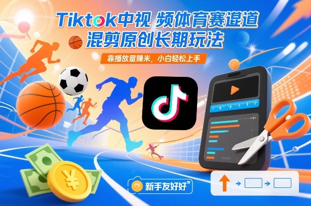 Tiktok中视频体育赛道混剪原创长期玩法，靠播放量賺米，小白轻松上手-Ai创业网