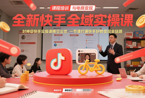 全新快手全域实操课，封神级快手实操课横空出世，一节课打通快手好物变现全链路-Ai创业网