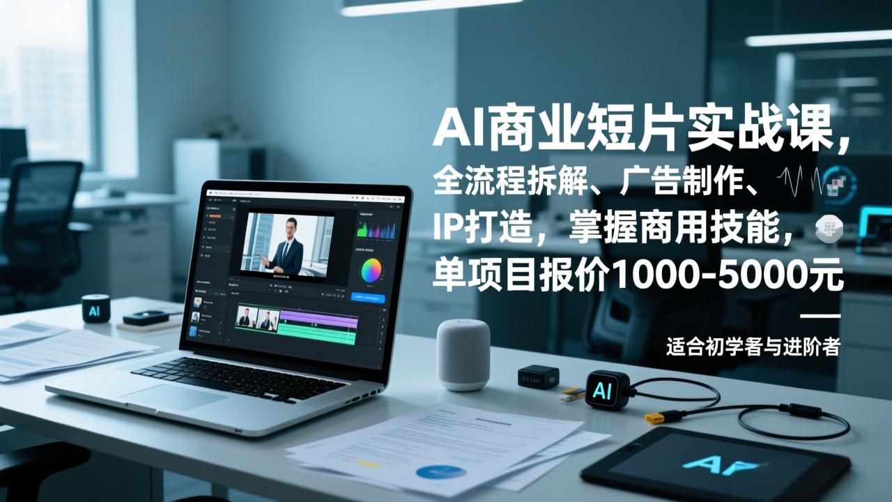 AI商业短片实战课，全流程拆解、广告制作、IP打造，掌握商用技能，单项目报价1000-5000元-Ai创业网
