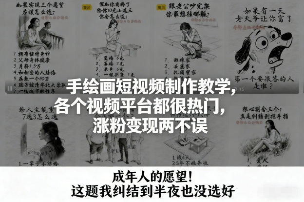 手绘画短视频制作教学，各个视频平台都很热门，涨粉变现两不误-Ai创业网