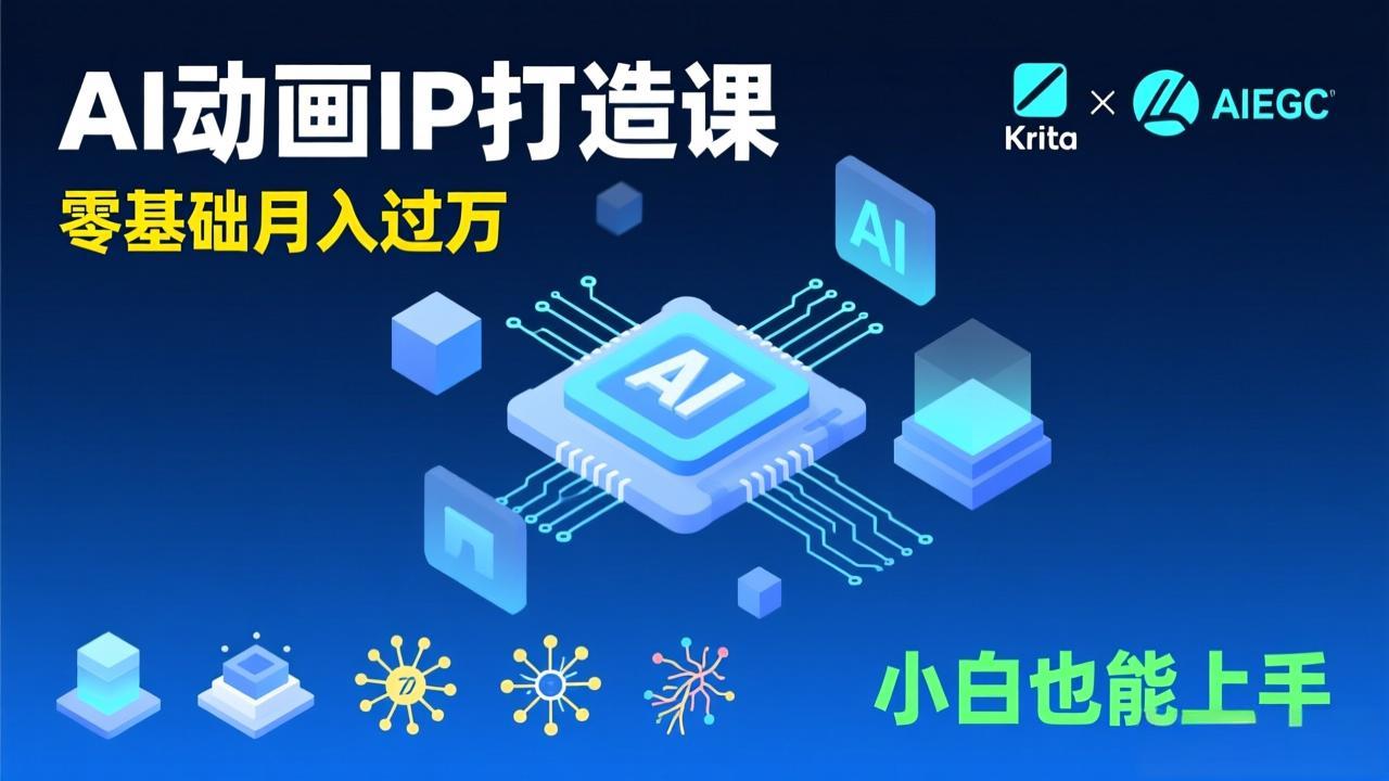 AI动画新手变现课，Krita+AIGC、模型训练、商单资源，零基础月入过万，小白也能上手-Ai创业网