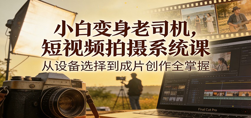小白变身老司机，短视频拍摄系统课，从设备选择到成片创作全掌握-Ai创业网