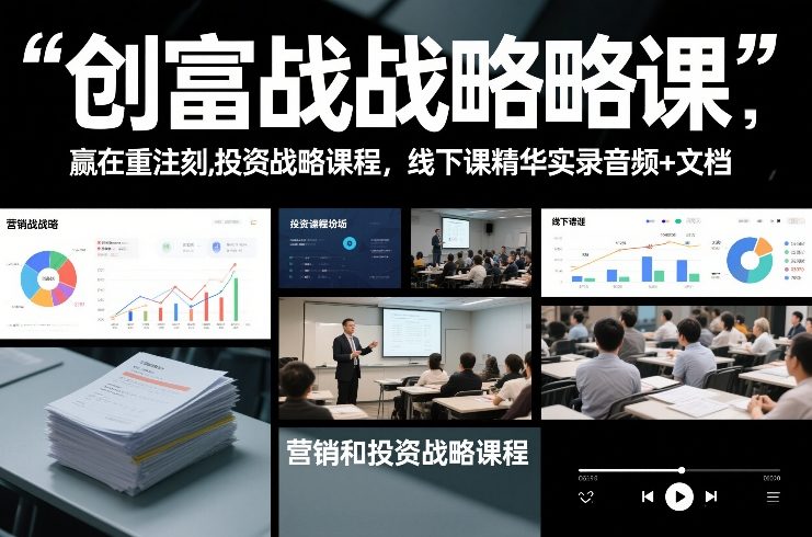 创富战略课，赢在重注时刻，营销和投资战略课程，线下课精华实录音频+文档-Ai创业网