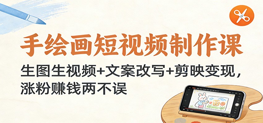 手绘画短视频制作课：生图生视频+文案改写+剪映变现，涨粉赚钱两不误-Ai创业网