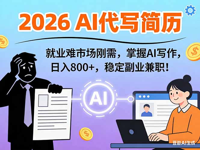 AI代写简历，超暴利，用万能模板月入1-3万实战教程，2026年市场刚需！-Ai创业网