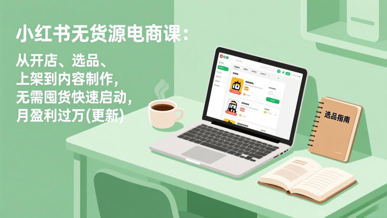 小红书无货源电商课：从开店、选品、上架到内容制作，无需囤货快速启动，月盈利过万(更新-Ai创业网