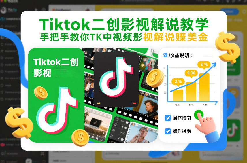 Tiktok二创影视解说教学，手把手教你TK中视频影视解说賺美金(更新26年1月)-Ai创业网