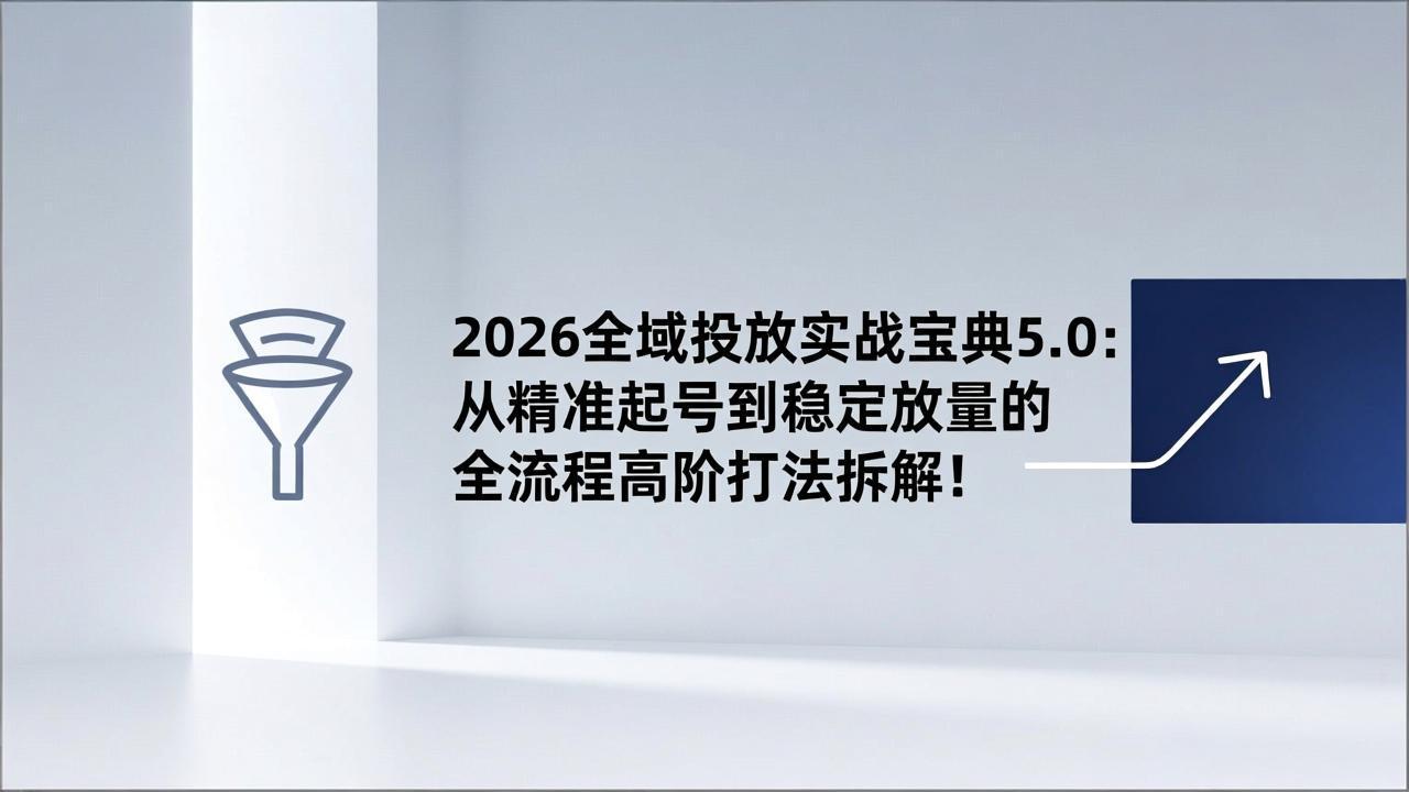 2026全域投放实战宝典5.0：从精准起号到稳定放量的全流程高阶打法拆解！-Ai创业网