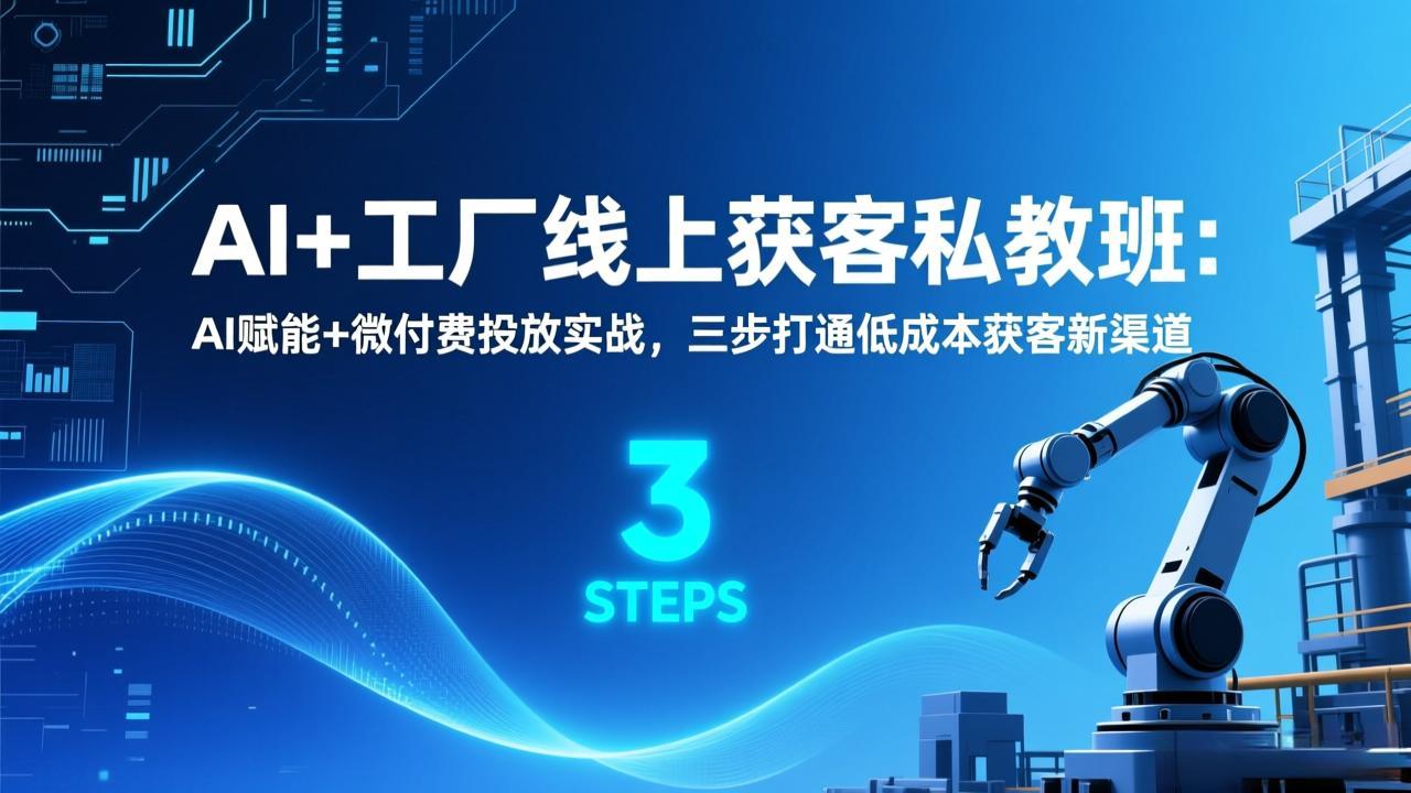 AI+工厂线上获客私教班：AI赋能+微付费投放实战，三步打通低成本获客新渠道-Ai创业网