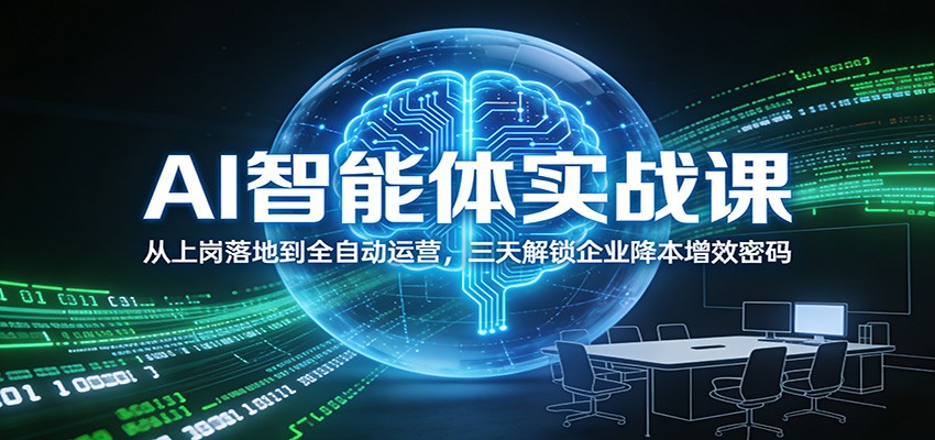 AI智能体实战课：从上岗落地到全自动运营，三天解锁企业降本增效密码-Ai创业网